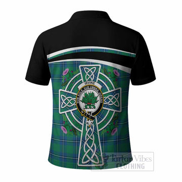 Irvine Tartan Crest Polo Shirt Scottish Thistle Celtic Cross Alba Gu Brath