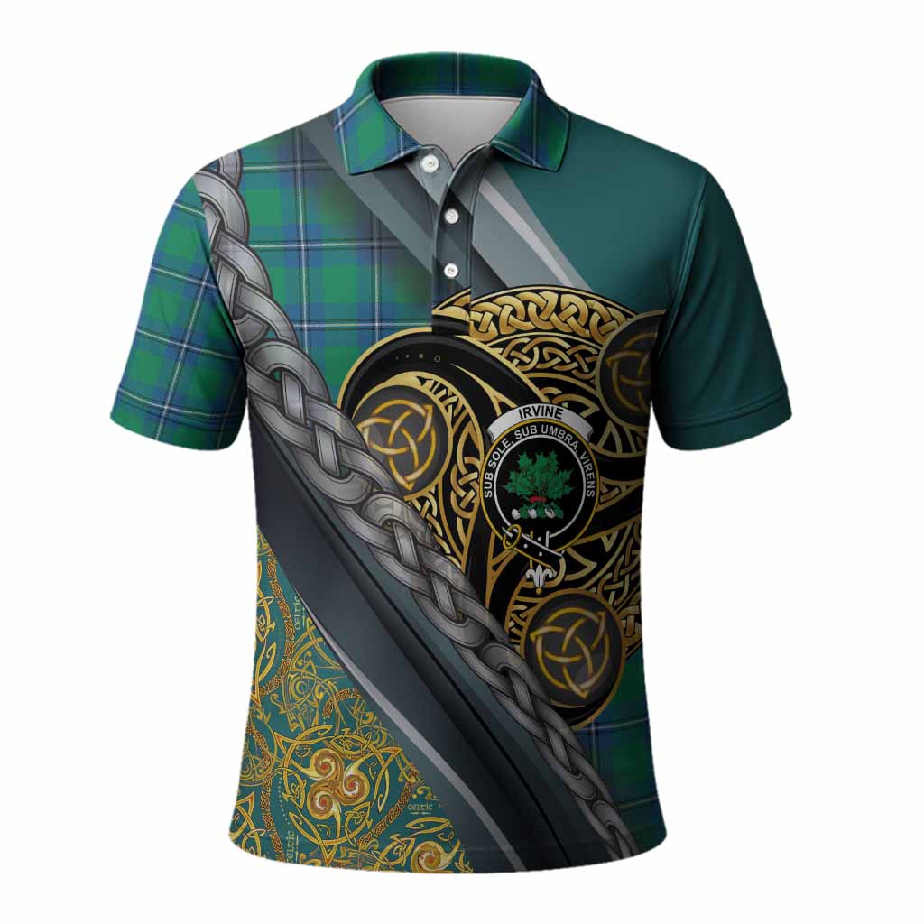 Irvine Tartan Crest Polo Shirt Scottish Triskele Celtic