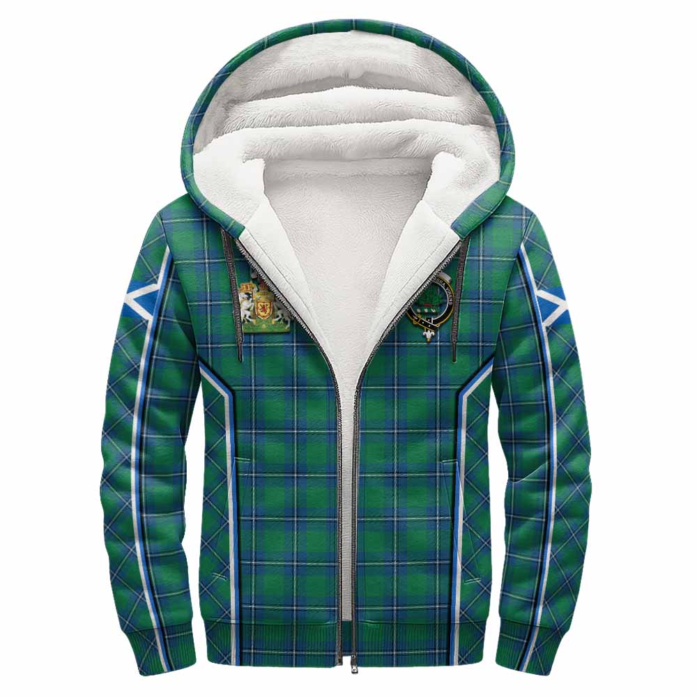 Irvine Tartan Crest Sherpa Hoodie Scotland Coat of Arm Flag Style - Tartan Vibes Clothing