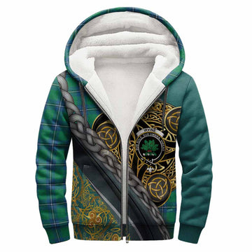 Irvine Tartan Crest Sherpa Hoodie Scottish Triskele Celtic