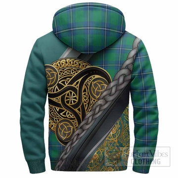 Irvine Tartan Crest Sherpa Hoodie Scottish Triskele Celtic