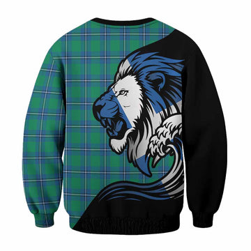 Irvine Tartan Crest Sweatshirt Scottish Golden Lions Wave Flow