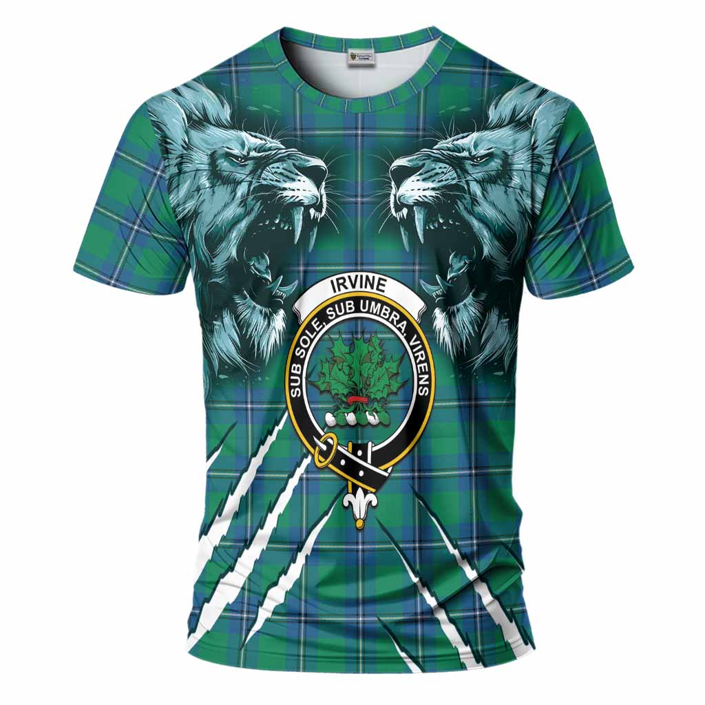 Irvine Tartan Crest T-Shirt Ferocious Lion Style