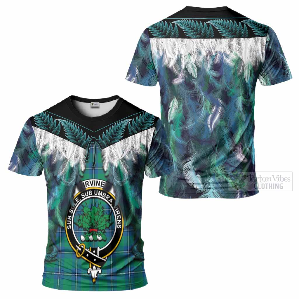 Irvine Tartan Crest T-Shirt New Zealand Maori Korowai Cloak