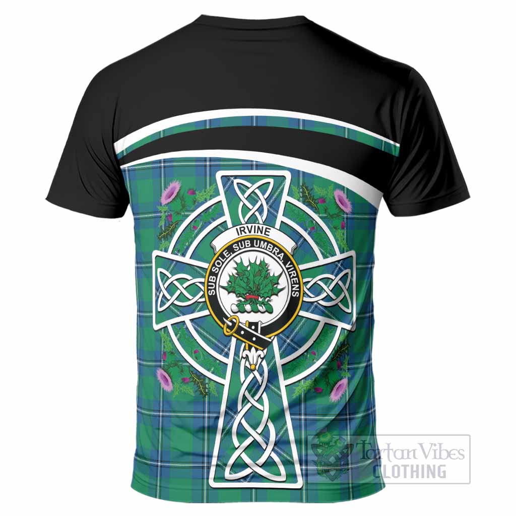 Irvine Tartan Crest T-Shirt Scottish Thistle Celtic Cross Alba Gu Brath