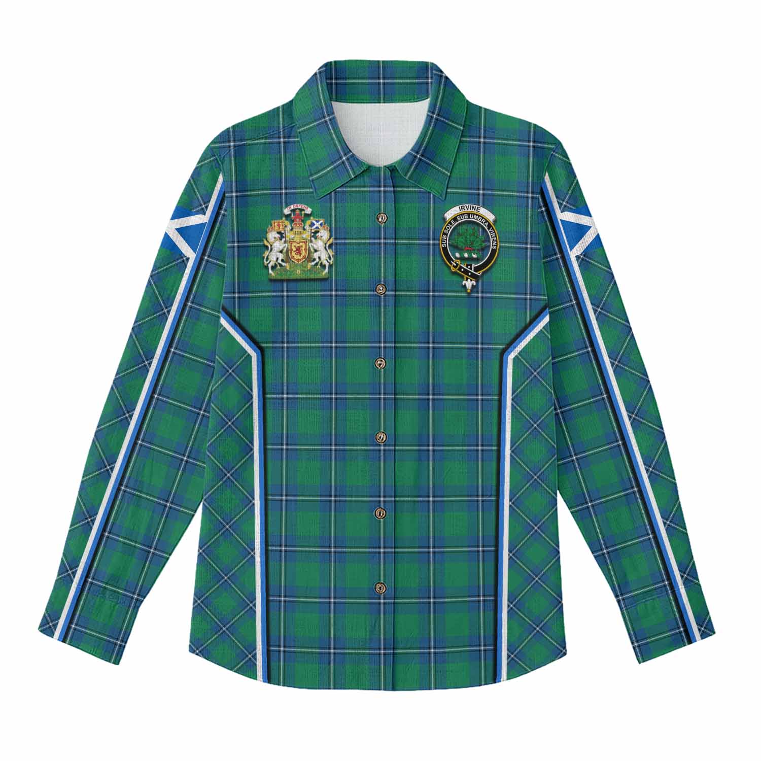 Irvine Tartan Crest Women Casual Shirt Scotland Coat of Arm Flag Style - Tartan Vibes Clothing