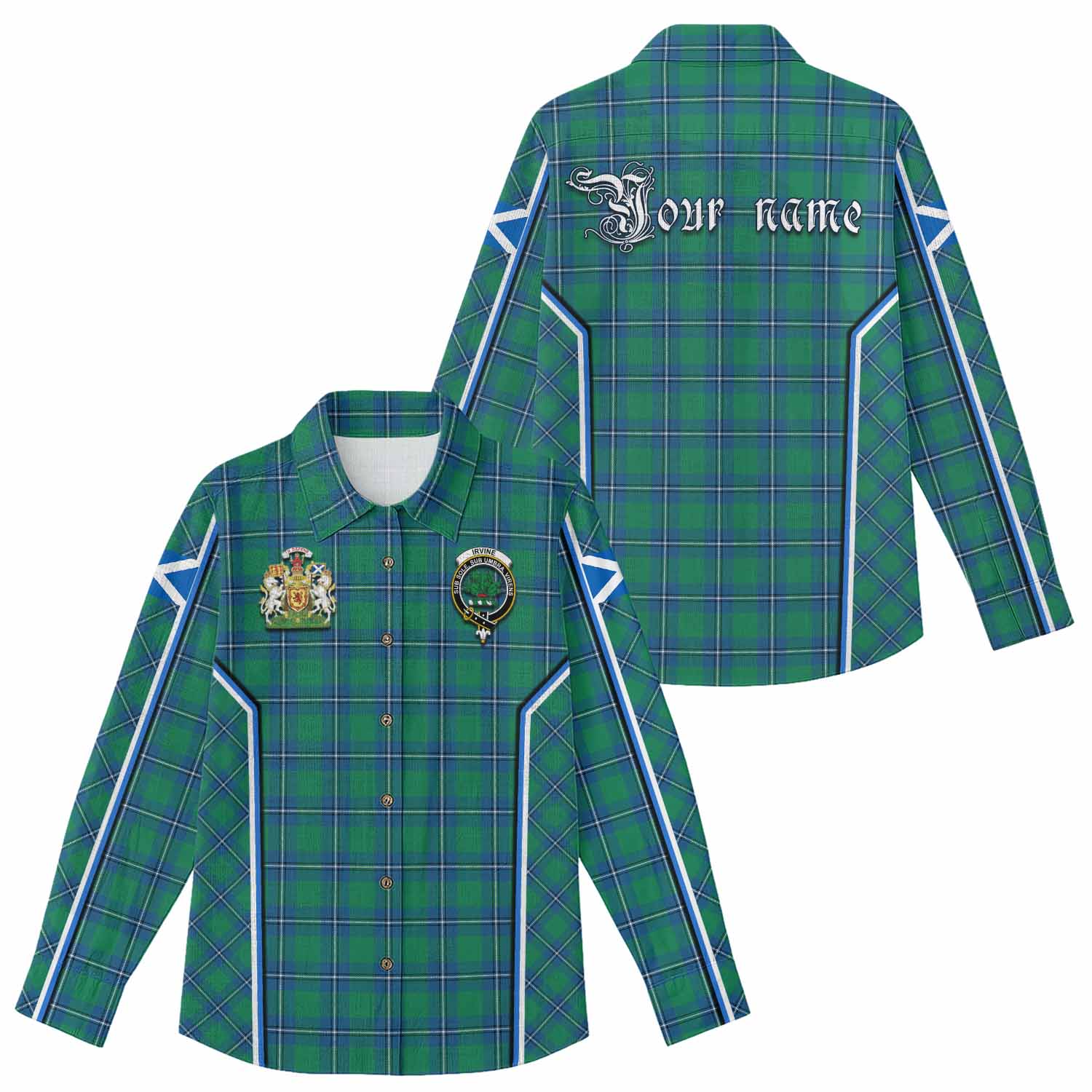 Irvine Tartan Crest Women Casual Shirt Scotland Coat of Arm Flag Style - Tartan Vibes Clothing