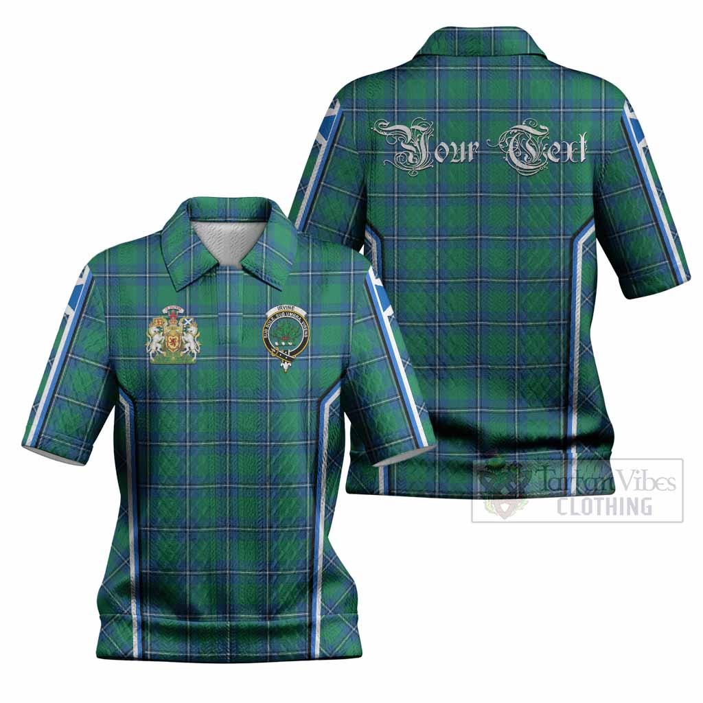 Irvine Tartan Crest Women’s Polo Sweater Top Scotland Coat of Arm Flag Style