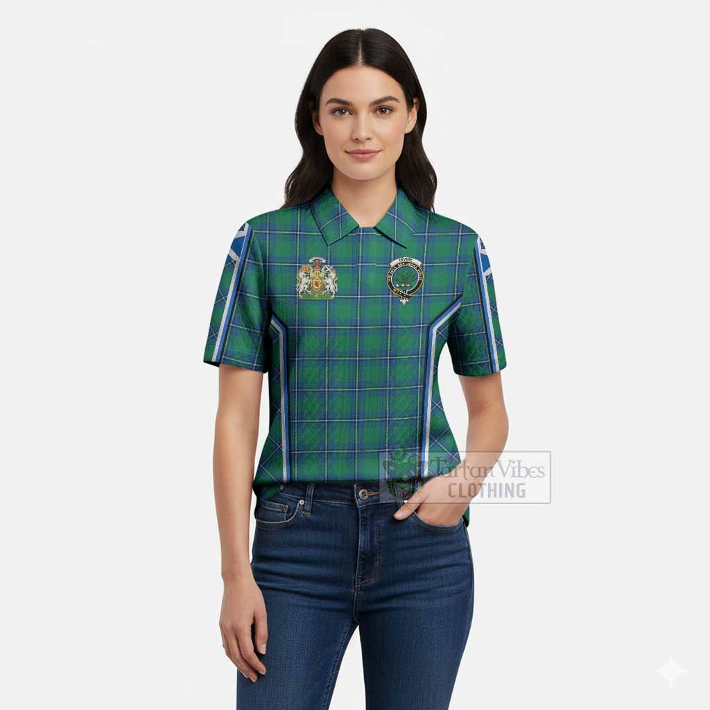 Irvine Tartan Crest Women’s Polo Sweater Top Scotland Coat of Arm Flag Style