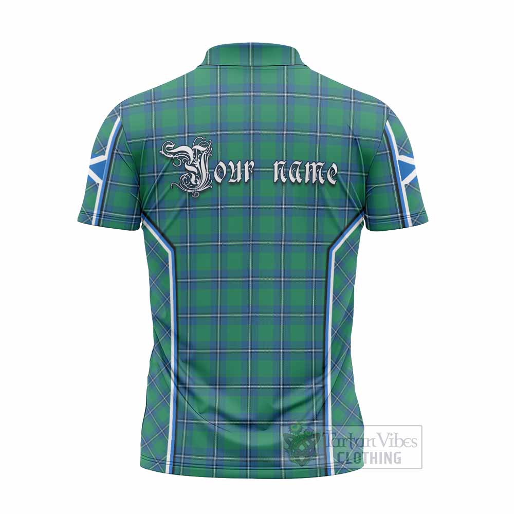 Irvine Tartan Crest Zipper Polo Shirt Scotland Coat of Arm Flag Style - Tartan Vibes Clothing