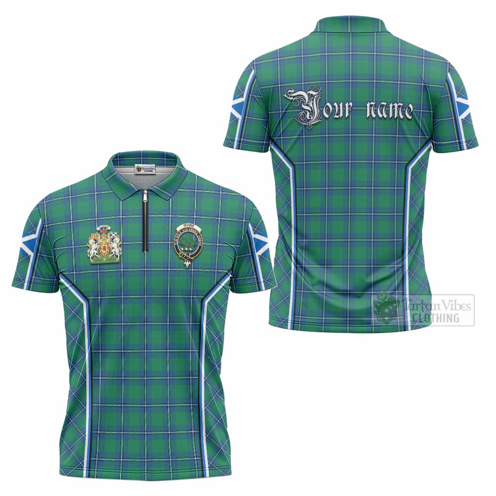 Irvine Tartan Crest Zipper Polo Shirt Scotland Coat of Arm Flag Style - Tartan Vibes Clothing