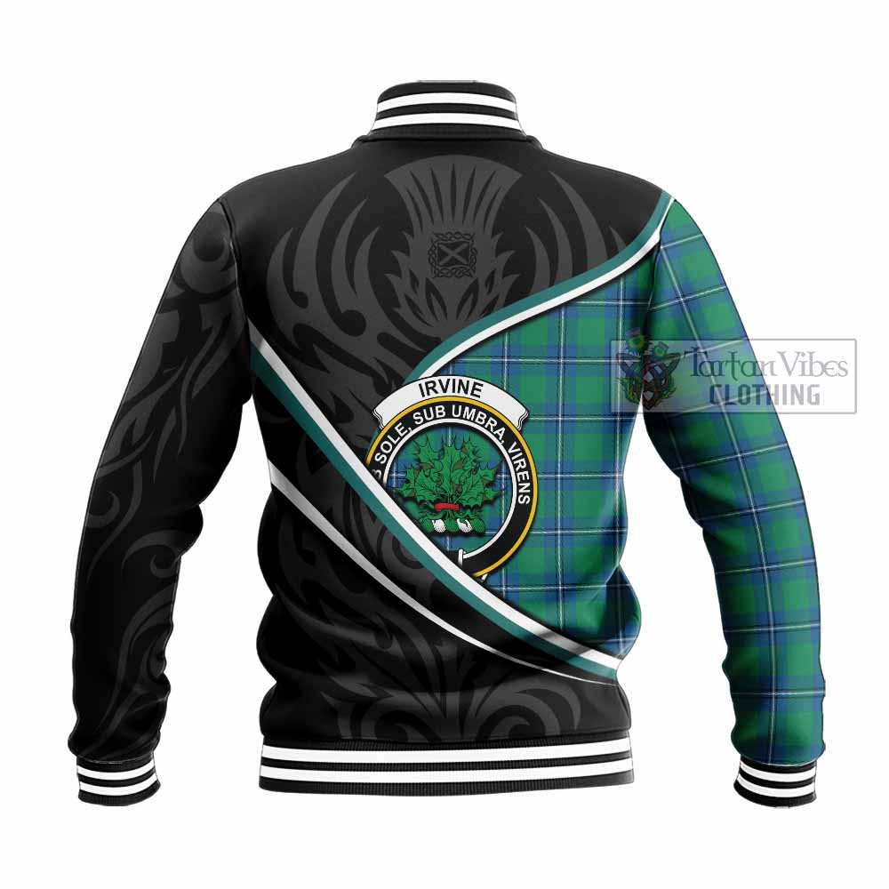 Irvine Tartan Family Crest Baseball Jacket Celtic Scottish Thistle Floral - Tartan Vibes Clothing