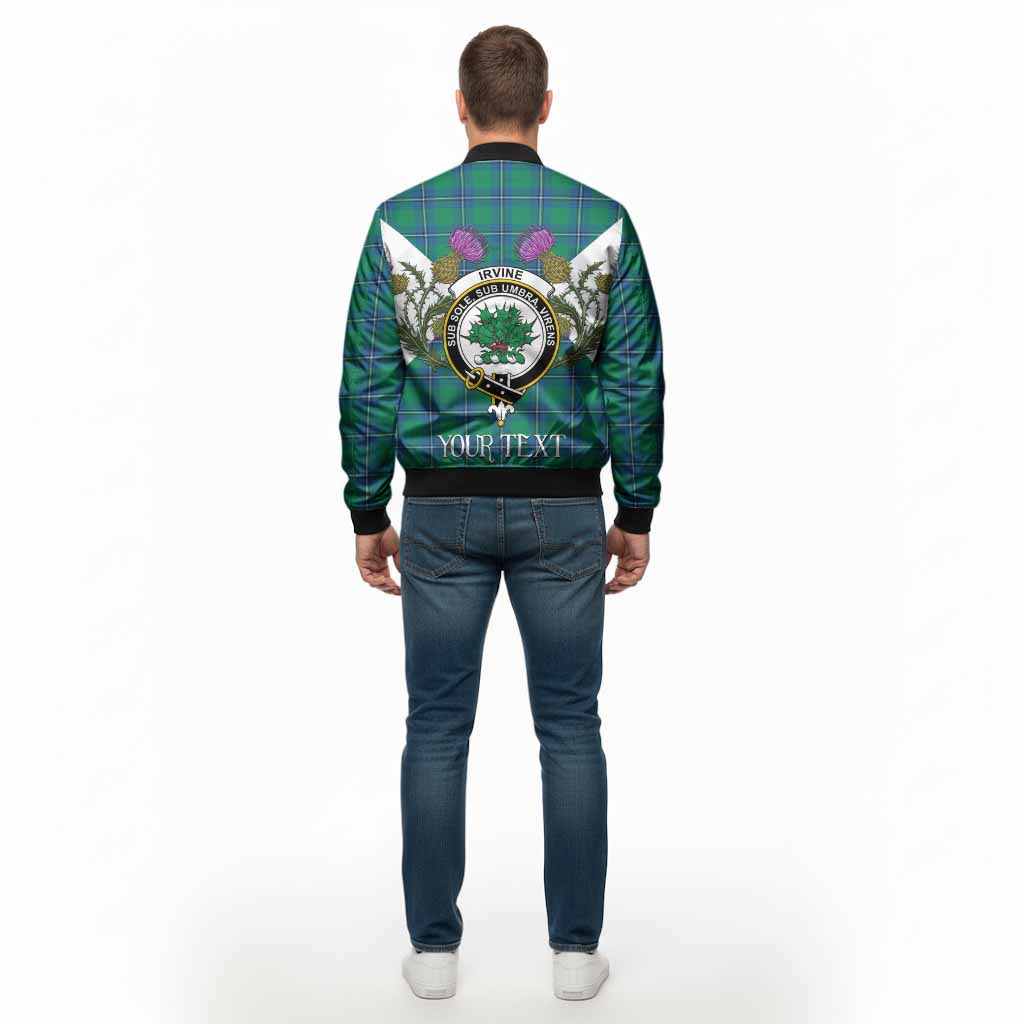 Irvine Tartan Family Crest Bomber Jacket Scottish Burns Night Thistle Floral