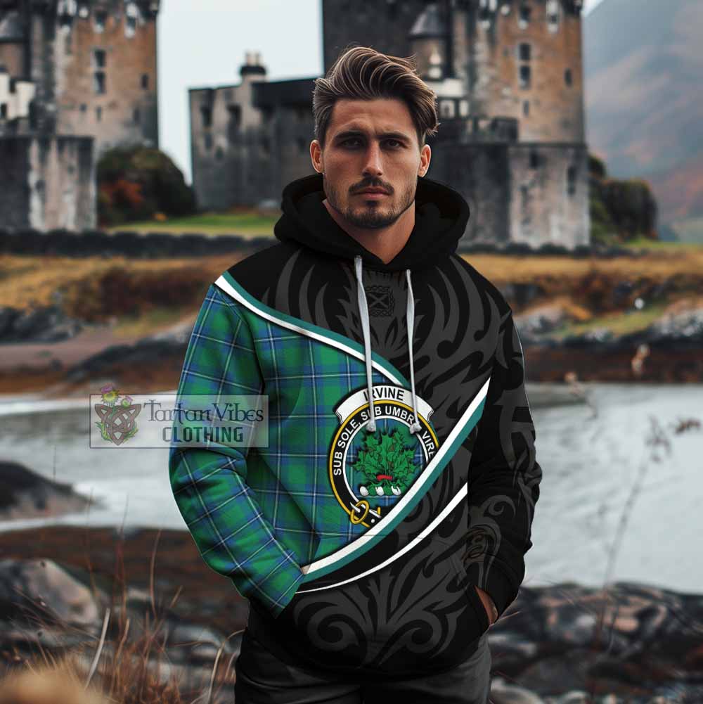 Irvine Tartan Family Crest Cotton Hoodie Celtic Scottish Thistle Floral - Tartan Vibes Clothing