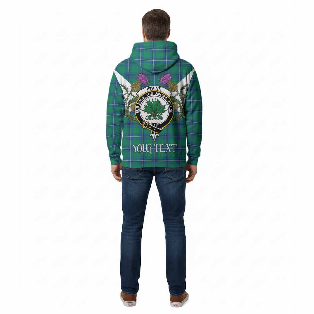 Irvine Tartan Family Crest Cotton Hoodie Scottish Burns Night Thistle Floral