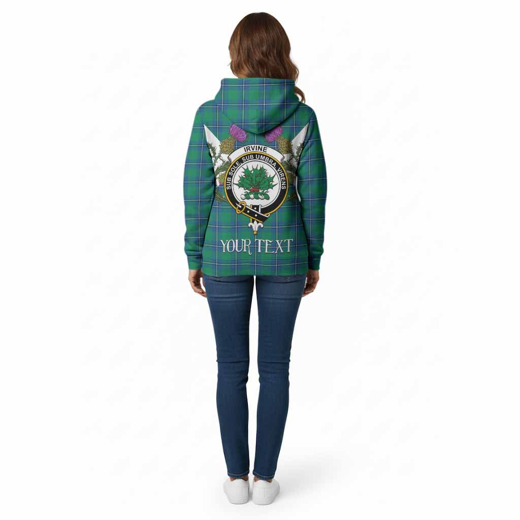 Irvine Tartan Family Crest Cotton Hoodie Scottish Burns Night Thistle Floral