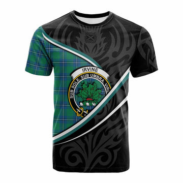 Irvine Tartan Family Crest Cotton T-shirt Celtic Scottish Thistle Floral
