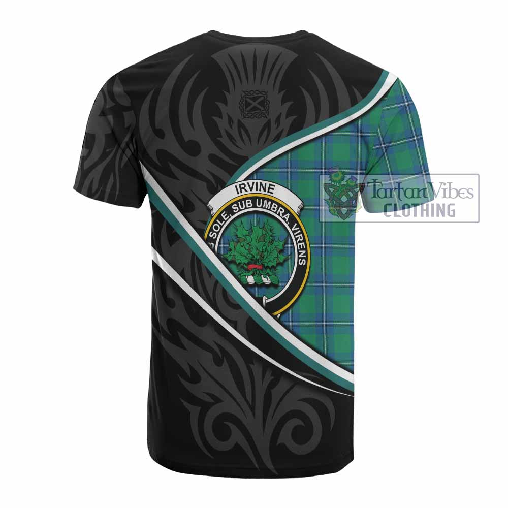 Irvine Tartan Family Crest Cotton T-shirt Celtic Scottish Thistle Floral - Tartan Vibes Clothing