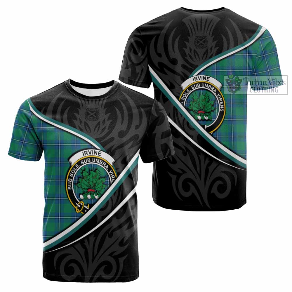 Irvine Tartan Family Crest Cotton T-shirt Celtic Scottish Thistle Floral - Tartan Vibes Clothing