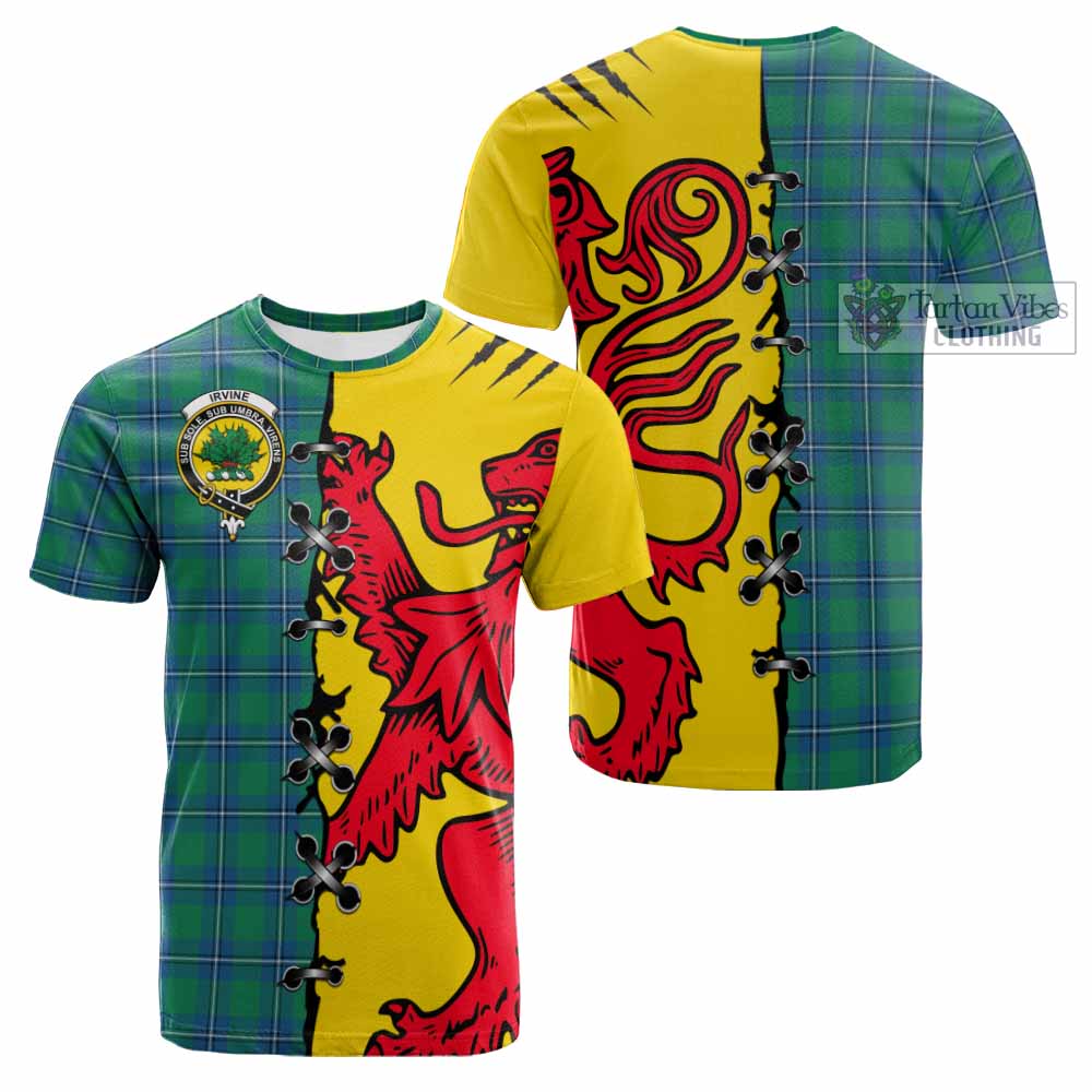 Irvine Tartan Family Crest Cotton T-shirt Lion Rampant Honor - Tartan Vibes Clothing