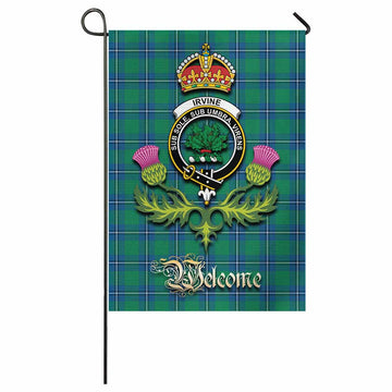 Irvine Tartan Family Crest Garden Flag Royal Thistle Welcome Style