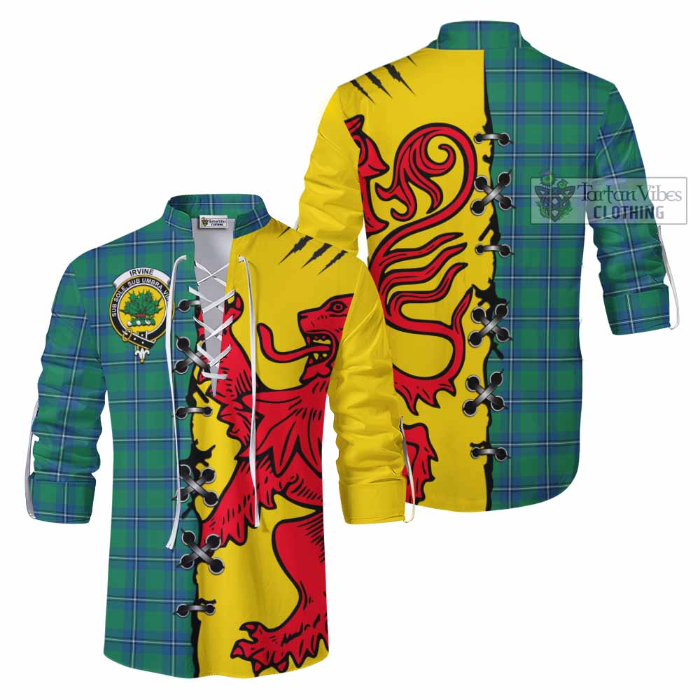 Irvine Tartan Family Crest Ghillie Kilt Shirt Lion Rampant Honor - Tartan Vibes Clothing