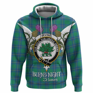 Irvine Tartan Family Crest Hoodie Scottish Burns Night Thistle Floral