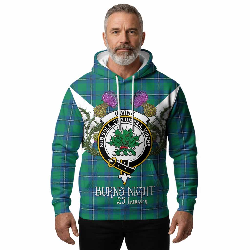 Irvine Tartan Family Crest Hoodie Scottish Burns Night Thistle Floral