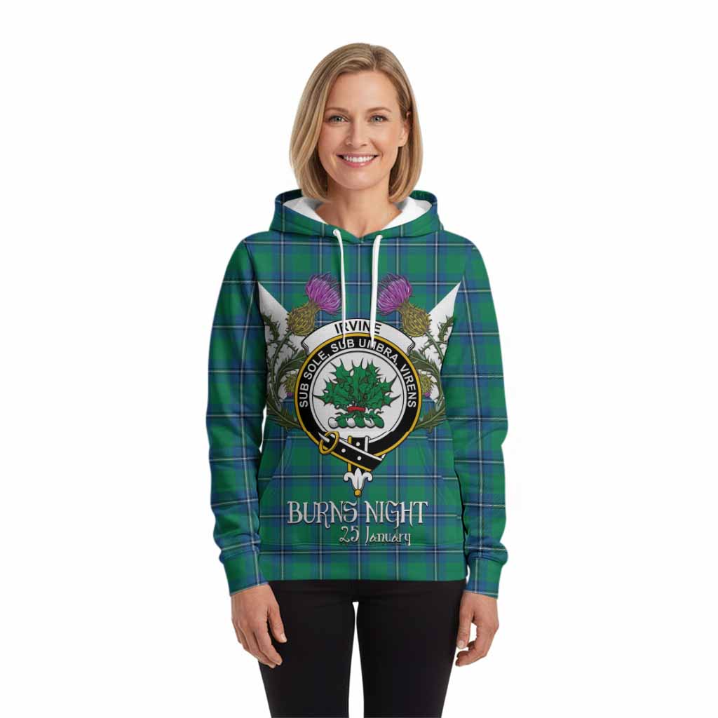 Irvine Tartan Family Crest Hoodie Scottish Burns Night Thistle Floral
