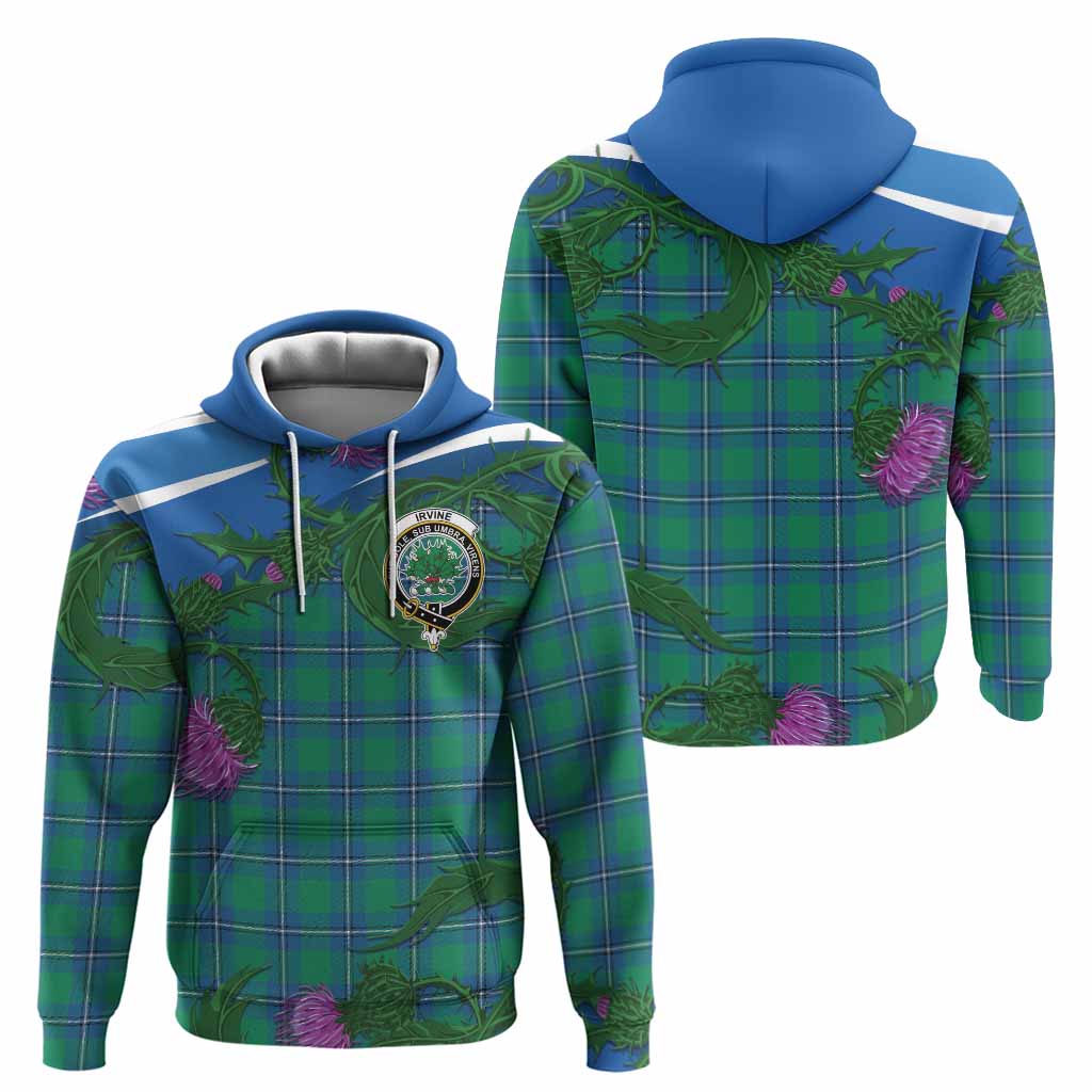 Irvine Tartan Family Crest Hoodie Thistle in Minimalism