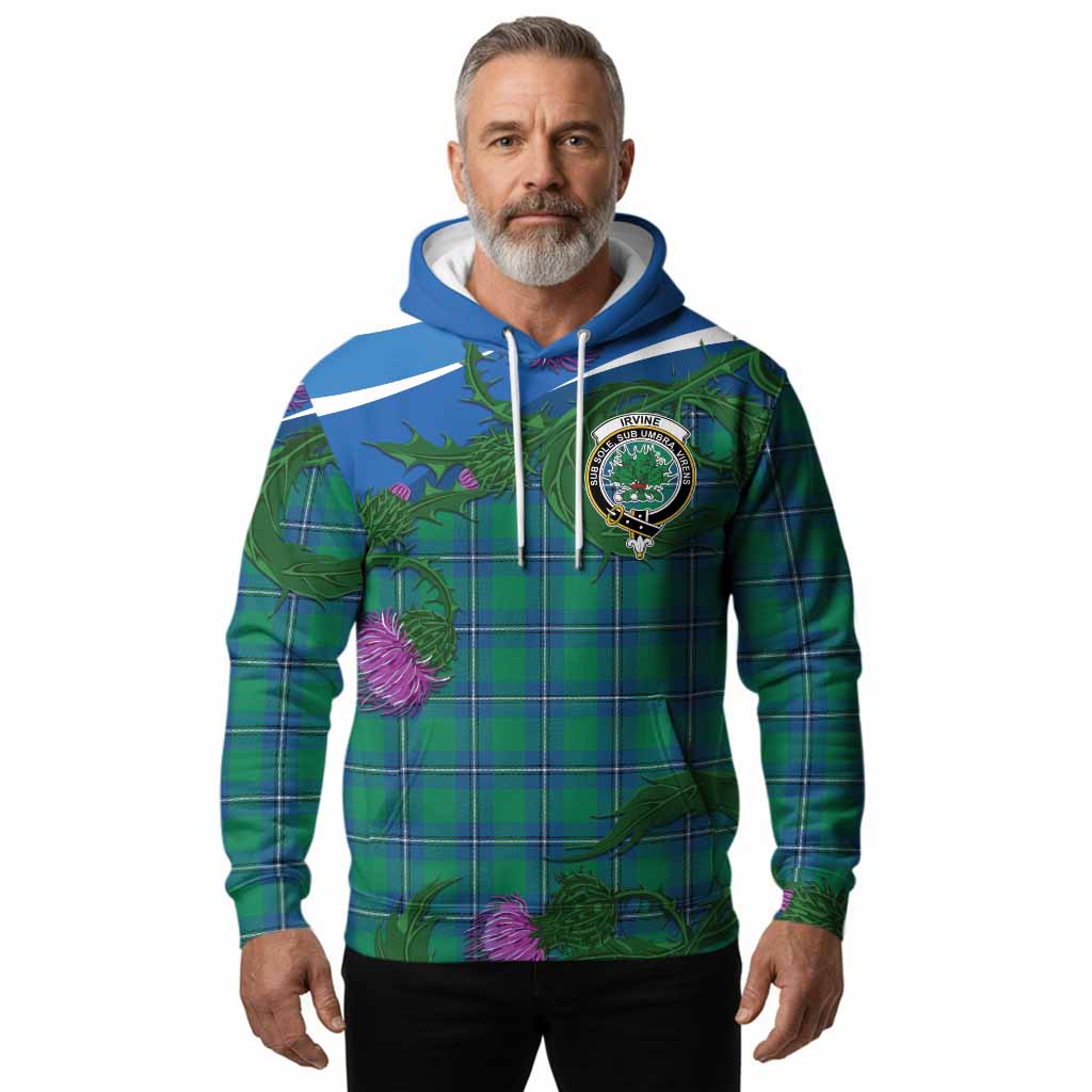 Irvine Tartan Family Crest Hoodie Thistle in Minimalism