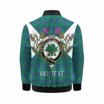 Irvine Tartan Family Crest Kid Bomber Jacket Scottish Burns Night Thistle Floral