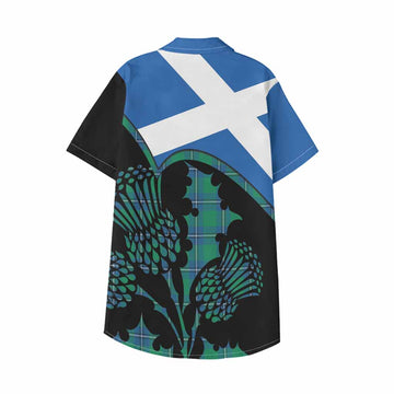 Irvine Tartan Family Crest Kid Hawaiian Shirt Scotland Thistle Floral Flag Style