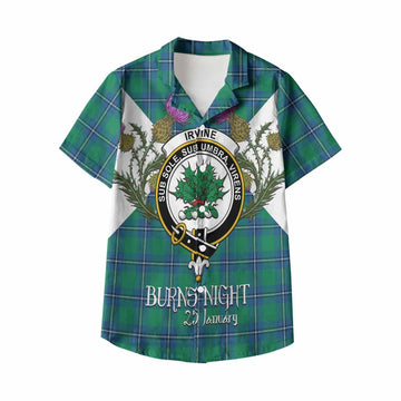 Irvine Tartan Family Crest Kid Hawaiian Shirt Scottish Burns Night Thistle Floral