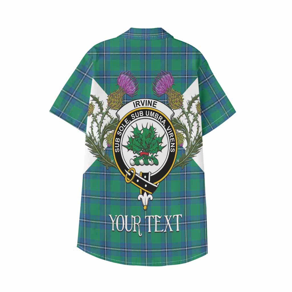 Irvine Tartan Family Crest Kid Hawaiian Shirt Scottish Burns Night Thistle Floral