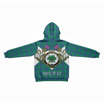 Irvine Tartan Family Crest Kid Hoodie Scottish Burns Night Thistle Floral