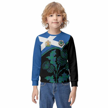 Irvine Tartan Family Crest Kid Knitted Sweatshirt Scotland Thistle Floral Flag Style