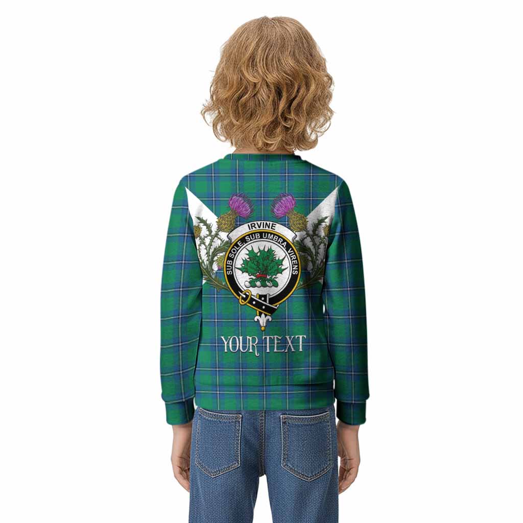 Irvine Tartan Family Crest Kid Knitted Sweatshirt Scottish Burns Night Thistle Floral