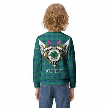Irvine Tartan Family Crest Kid Knitted Sweatshirt Scottish Burns Night Thistle Floral