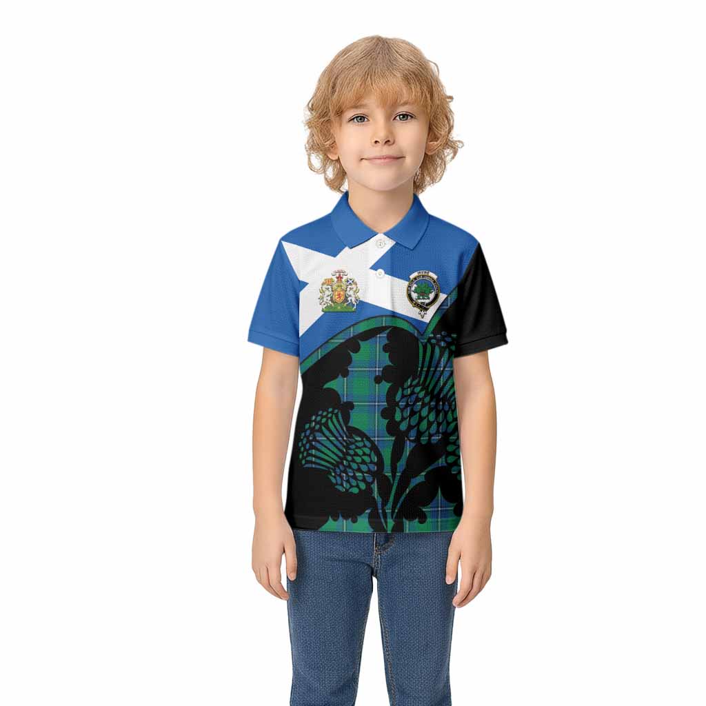 Irvine Tartan Family Crest Kid Polo Shirt Scotland Thistle Floral Flag Style