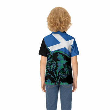 Irvine Tartan Family Crest Kid Polo Shirt Scotland Thistle Floral Flag Style