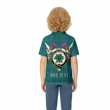 Irvine Tartan Family Crest Kid Polo Shirt Scottish Burns Night Thistle Floral