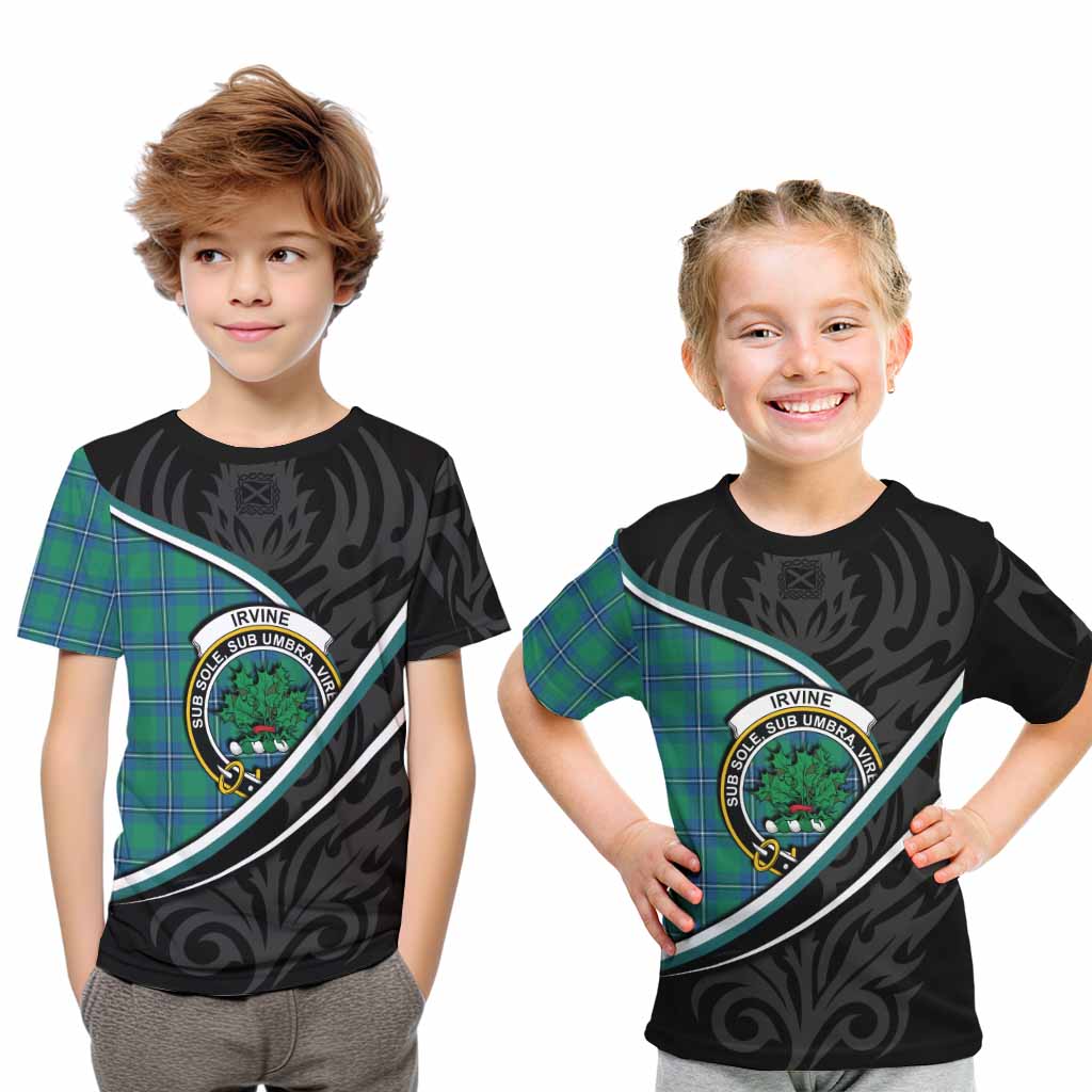 Irvine Tartan Family Crest Kid T-shirt Celtic Scottish Thistle Floral - Tartan Vibes Clothing