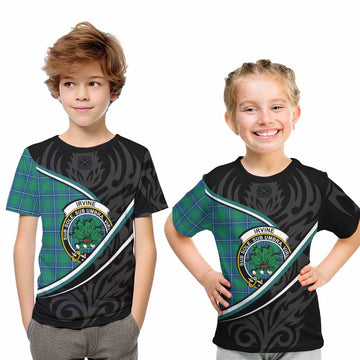 Irvine Tartan Family Crest Kid T-shirt Celtic Scottish Thistle Floral - Tartan Vibes Clothing