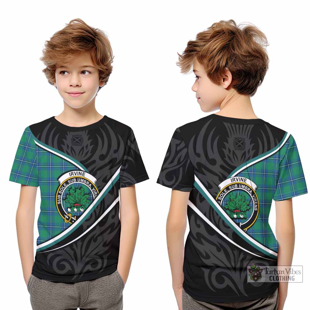 Irvine Tartan Family Crest Kid T-shirt Celtic Scottish Thistle Floral - Tartan Vibes Clothing