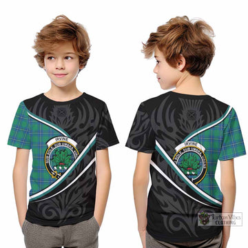 Irvine Tartan Family Crest Kid T-shirt Celtic Scottish Thistle Floral - Tartan Vibes Clothing