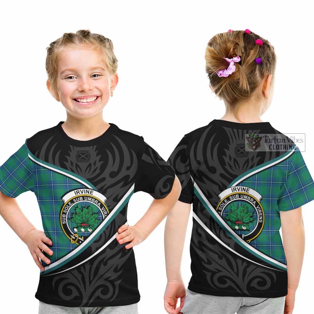 Irvine Tartan Family Crest Kid T-shirt Celtic Scottish Thistle Floral - Tartan Vibes Clothing