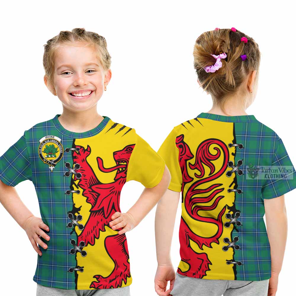 Irvine Tartan Family Crest Kid T-shirt Lion Rampant Honor - Tartan Vibes Clothing