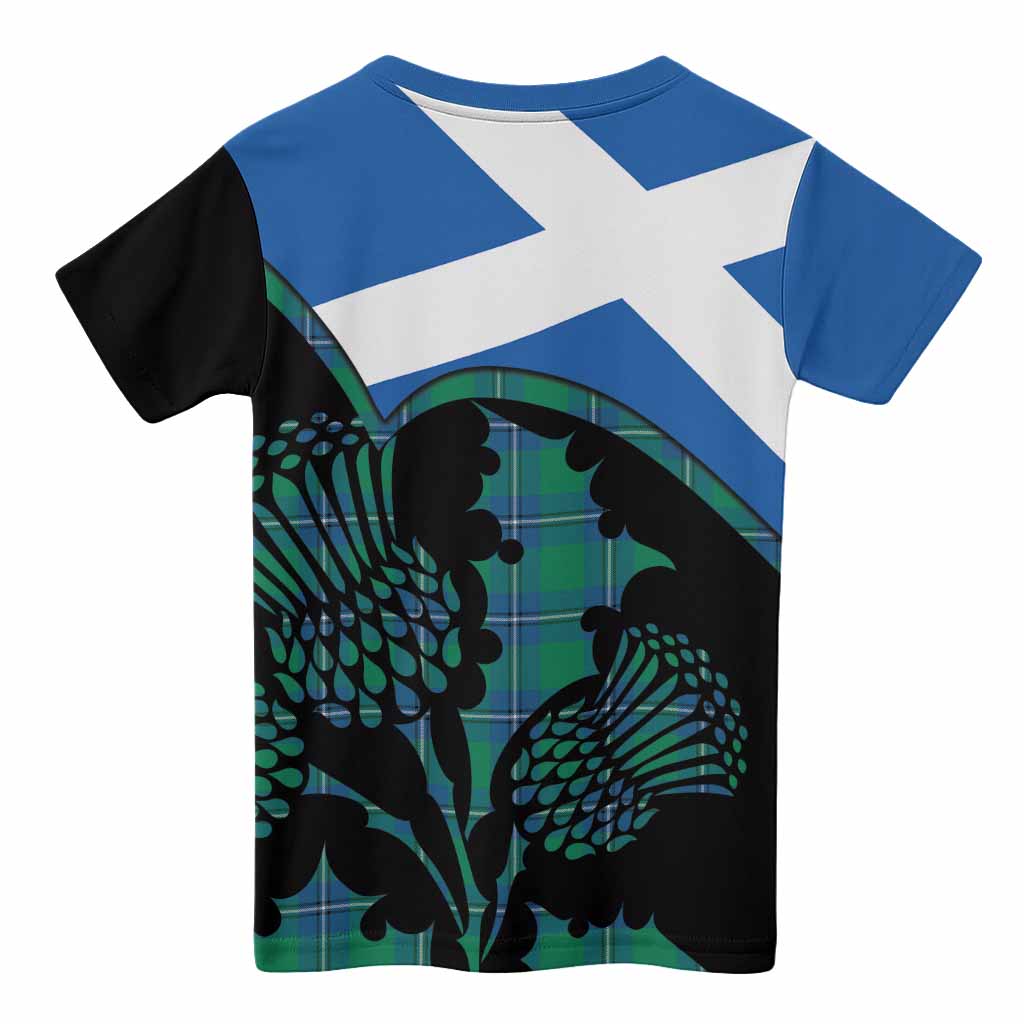Irvine Tartan Family Crest Kid T-shirt Scotland Thistle Floral Flag Style