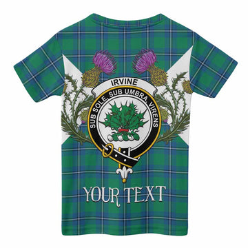 Irvine Tartan Family Crest Kid T-shirt Scottish Burns Night Thistle Floral